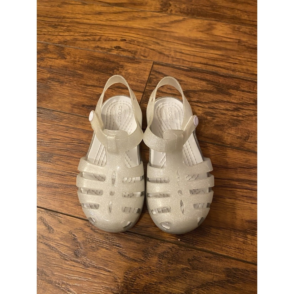 Crocs Isabella Glitter Jelly Sandals Silver Shimmer Toddler Girls Size C9